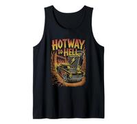 Flaming Muscle Car Racing Through Fire Tunnel Hotway to Hell Tank Top