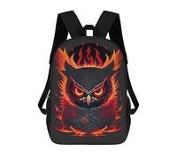 Flaming Owl Artwork Backpack, 3D Printed School Bag, School Lunch Bag, Travel Backpack, Friends Backpack, School Backpack for Girls And Boys 17inch
