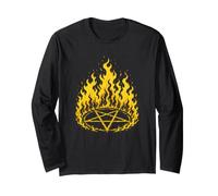 Flaming Pentagram Long Sleeve T-Shirt