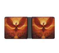 Flaming Phoenix Bird Bifold Wallet Leather Slim Cash Card Holder Cute Purse