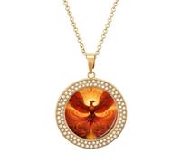Flaming Phoenix Bird Diamond Necklace for Women Cute Alloy Pendants Necklace Jewelry Gift