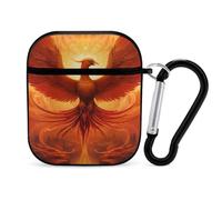 Flaming Phoenix Bird Earphone Case Cover Compatible with AirPods 1&2 Shockproof Bluetooth Headset Case Black-style
