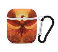 Flaming Phoenix Bird Earphone Case Cover Compatible with AirPods 1&2 Shockproof Bluetooth Headset Case White-style