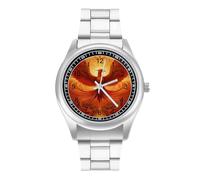 Flaming Phoenix Bird Men's Casual Watch with Stainless Steel Strap Alloy Quartz Wrist Watches