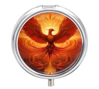 Flaming Phoenix Bird Pill Box 3 Compartment Small Portable Medicine Case Pill Organizer for Pocket Purse