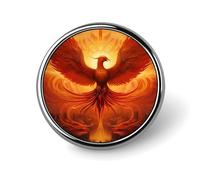 Flaming Phoenix Bird Pin Badge Round Identity Pins Brooches Button Badges for Hats Jackets Decor