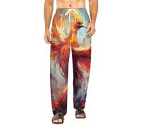 Flaming Phoenix Bird Print Pajama Pants Soft Lounge Bottoms Sleepwear for Men Women