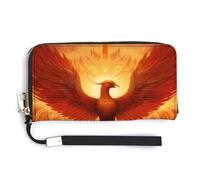 Flaming Phoenix Bird Womens Wristlet Wallet Leather Long Purse Card Holder Clutch Handbag