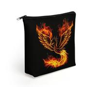 Flaming Phoenixes Bird Travel Makeup Bag Toiletry Cosmetic Pouch Aesthetic Organizer Pencil Case Pen Holder 8.3 X 7.5 Inch