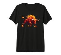 Flaming Polygon Bull Raging Fire Taurus Power Premium T-Shirt