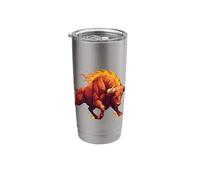 Flaming Polygon Bull Raging Fire Taurus Power Stainless Steel Insulated Tumbler