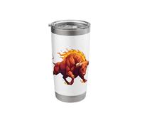 Flaming Polygon Bull Raging Fire Taurus Power Stainless Steel Insulated Tumbler