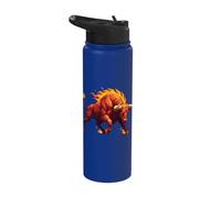 Flaming Polygon Bull Raging Fire Taurus Power Stainless Steel Insulated Water Bottle