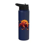 Flaming Polygon Bull Raging Fire Taurus Power Stainless Steel Insulated Water Bottle