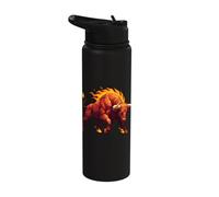 Flaming Polygon Bull Raging Fire Taurus Power Stainless Steel Insulated Water Bottle