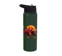 Flaming Polygon Bull Raging Fire Taurus Power Stainless Steel Insulated Water Bottle