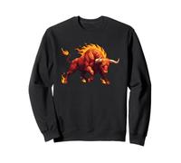 Flaming Polygon Bull Raging Fire Taurus Power Sweatshirt