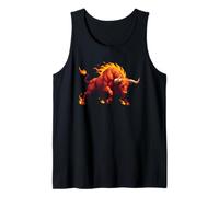 Flaming Polygon Bull Raging Fire Taurus Power Tank Top