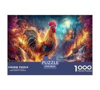 Flaming Rooster Jigsaw Puzzles Puzzle for Adults Kids. 1000 Piece Moonlight Forest Whimsical Challenge Toy Home Decoration for Adults& Kids Age 14 Years Up 38x26cm/1000pcs