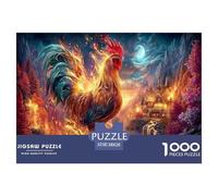Flaming Rooster Jigsaw Puzzles Puzzles for Adults Kids. 1000 Piece Moonlight Forest Great Gifts Challenge Toy Home Decoration for Gifts 38x26cm/1000pcs