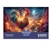 Flaming Rooster Jigsaw Puzzles Puzzles for Adults Kids. 1000 Pieces Moonlight Forest Whimsical Challenge Toy Home Decoration for Gifts 70x50cm/1000pcs