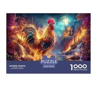 Flaming Rooster Jigsaw Puzzles Puzzles for Adults Kids. 1000 Pieces Moonlight Forest Whimsical Challenge Toy Home Decoration for Adults& Kids Age 14 Years Up 70x50cm/1000pcs
