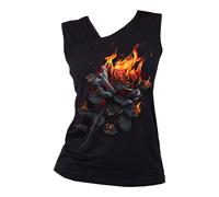 Flaming Rose Sleeveless Vest Top Spiral Direct Black M