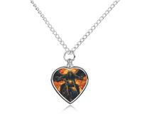 Flaming Skeleton Grim Reaper Motorcycle Heart Silver Pet Urn Necklace Memorials Funerary Ashes Classic Pendant for Dog Cat Lover