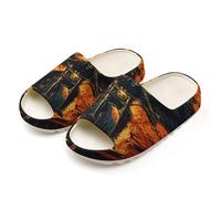 Flaming Skeleton Grim Reaper Motorcycle Slides for Women Men Soft Thick Bottom Coconut Slippers Sandals for Bathroom Beach