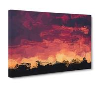 Flaming Skies In Abstract Modern Art Canvas Wall Art Print Ready to Hang, Framed Picture for Living Room Bedroom Home Office Décor, 30x20 Inch (76x50 cm)