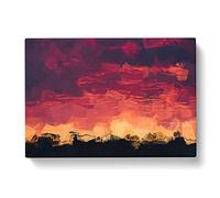 Flaming Skies In Abstract Modern Art Canvas Wall Art Print Ready to Hang, Framed Picture for Living Room Bedroom Home Office Décor, 50x35 cm (20x14 Inch)