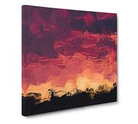 Flaming Skies in Abstract Modern Canvas Wall Art Print Ready to Hang, Framed Picture for Living Room Bedroom Home Office Décor, 14x14 Inch (35x35 cm)
