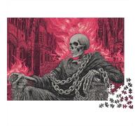 Flaming Skull Face 1000 Pieces Wooden Jigsaw Puzzles for Adults Fun Education Game Stress Relief Toy Decoration Toy Intellectual Game Challenge Educational 70x50cm/1000pcs