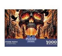 Flaming Skull Jigsaw Puzzle for Adults 1000 Piece Jigsaw Puzzle Paper Puzzle Dark Castle Puzzle Game for Family 38x26cm/1000pcs