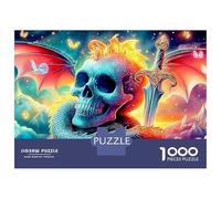 Flaming Skull Puzzle 1000 Piece Coiled Serpent Jigsaw Puzzles Impossible Puzzle Fun, Challenging & Brainteasing 100% Recycled Cardboard for Adults And Children 70x50cm/1000pcs