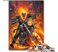 Flaming Skull Riding Motorcycle Puzzles for Teenagers 1000 Pieces, Family Game Stress Reliever Difficult Challenge Great Gifts And Toys (50x75cm)