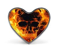 Flaming Skulls Heart Badge Pin Metal Reel Pins Memorial Brooch Button Lapel Pins for Backpack Wedding