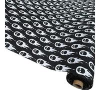 Flaming Skulls Raining Fire Poly Cotton Fabric 2 Colours Sold by The Metre 45 Wide 1 Metre Skull Fire Black