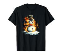 Flaming Snowman Lighting Up The Scene for Boys and Girls T-Shirt