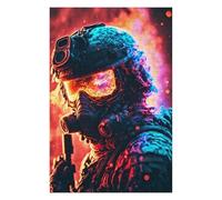 Flaming Soldier Artwork Distinctive Jigsaw Puzzle for Adults, 1000 PCS