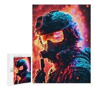 Flaming Soldier Artwork: Housewarming Gift, 500 PCS Wooden Brain Teaser for Adults - to Assemble, Frame And Display