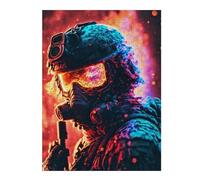Flaming Soldier Artwork Illustrated Jigsaw Puzzle for Adults, 500 PCS