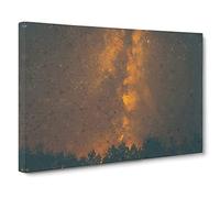 Flaming Stars Over The Forest Canvas Print | Gallery Wrapped 30mm Frame Wall Art | 24x16 inches | Ready to Hang | Abstract Space Picture | Living Room Bedroom Lounge Office