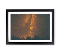 Flaming Stars Over The Forest in Abstract Framed Print | A2 Black Framed Wall Art | Ready to Hang | Abstract Space Picture | Living Room Bedroom Lounge Office