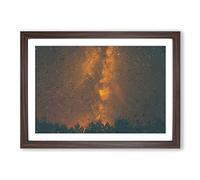 Flaming Stars Over The Forest in Abstract Framed Print | A2 Walnut Framed Wall Art | Ready to Hang | Abstract Space Picture | Living Room Bedroom Lounge Office
