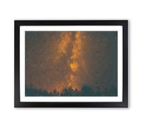 Flaming Stars Over The Forest In Abstract Modern Art Framed Print | A2 Black Framed Wall Art | Ready to Hang | Abstract Space Picture | Living Room Bedroom Lounge Office