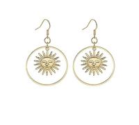Flaming Sun Metal Hoop Drop Earrings Gold Sun Earrings Women Daliy Wear Earrings Jewelry Gift