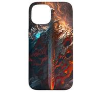 Flaming sword and shield the symbol of the warrior Case for iPhone 15