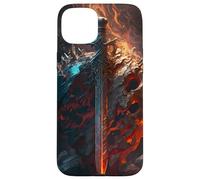 Flaming sword and shield the symbol of the warrior Case for iPhone 15 Plus