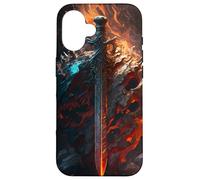 Flaming sword and shield the symbol of the warrior Case for iPhone 16